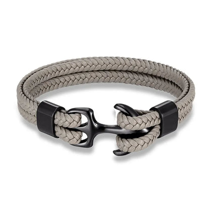 Marcus Nautical Anchor Leather Bracelet for Men