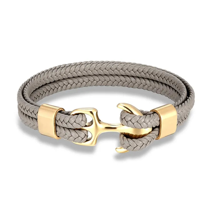 Marcus Nautical Anchor Leather Bracelet for Men