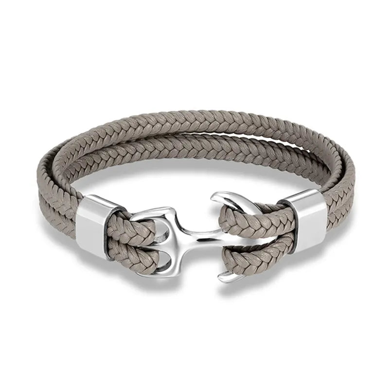 Marcus Nautical Anchor Leather Bracelet for Men