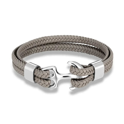 Marcus Nautical Anchor Leather Bracelet for Men