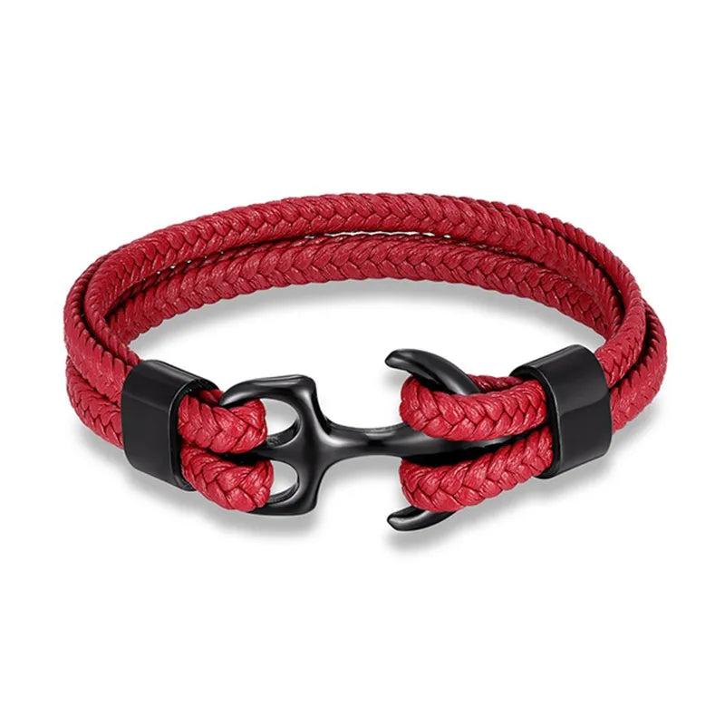 Marcus Nautical Anchor Leather Bracelet for Men