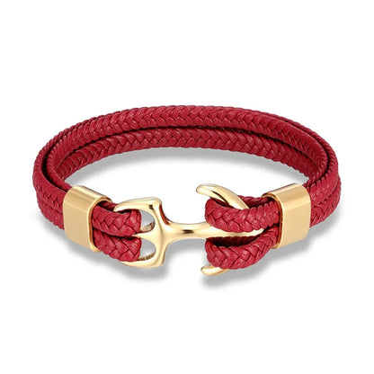 Marcus Nautical Anchor Leather Bracelet for Men