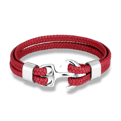 Marcus Nautical Anchor Leather Bracelet for Men