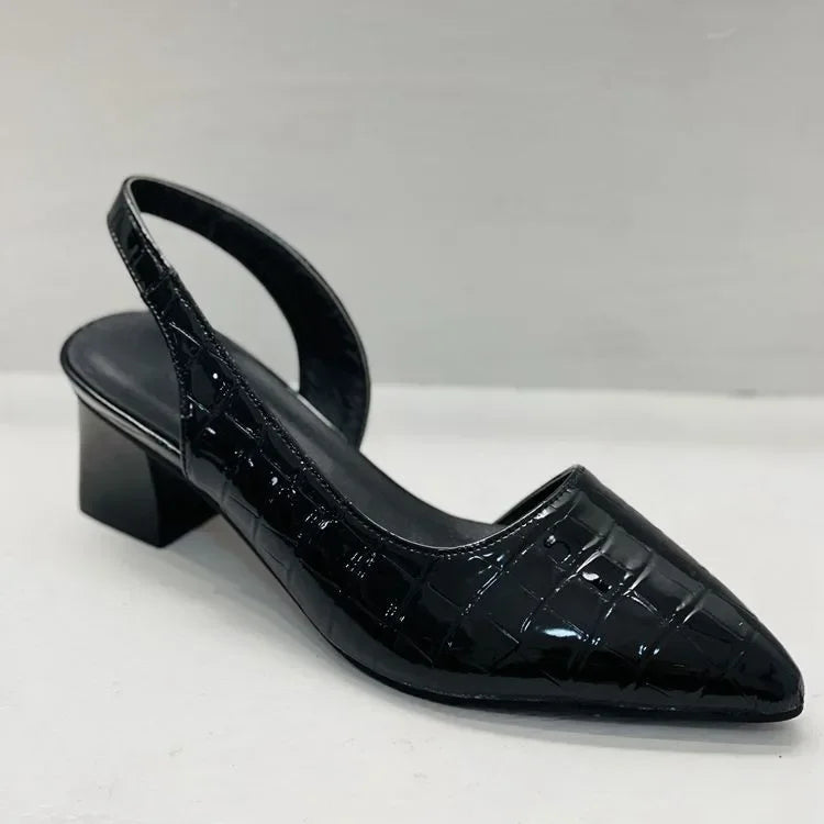 Lara Croco-Effect Chunky Heel Pumps for Workdays