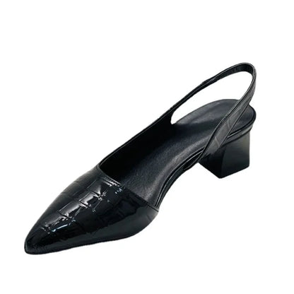Lara Croco-Effect Chunky Heel Pumps for Workdays