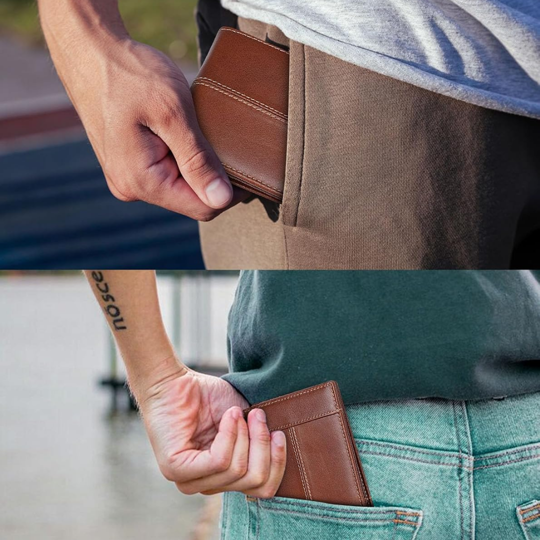 SlimArmor Genuine Leather RFID Bifold Wallet for Men