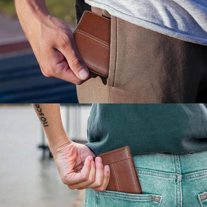 SlimArmor Genuine Leather RFID Bifold Wallet for Men