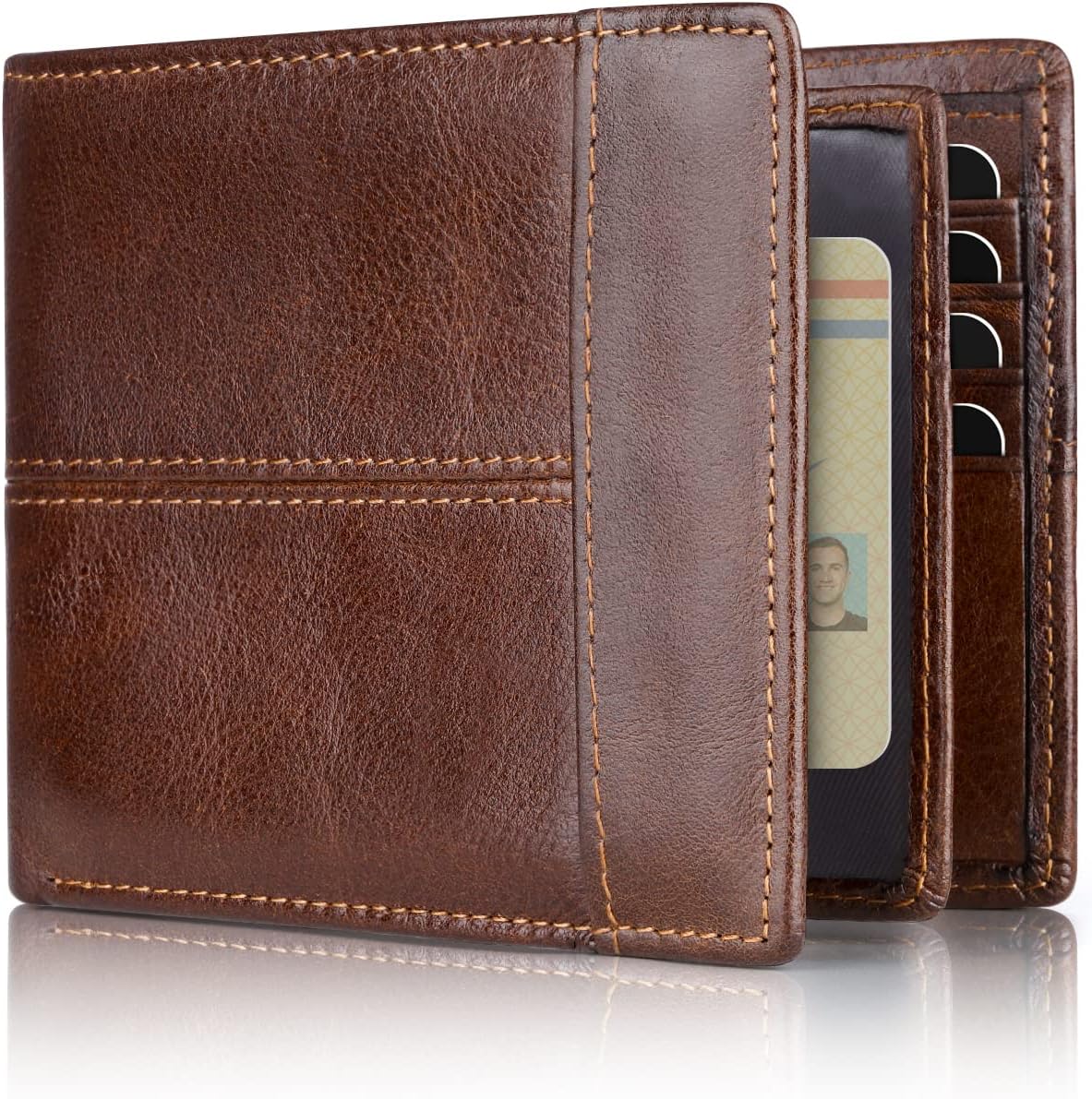 SlimArmor Genuine Leather RFID Bifold Wallet for Men