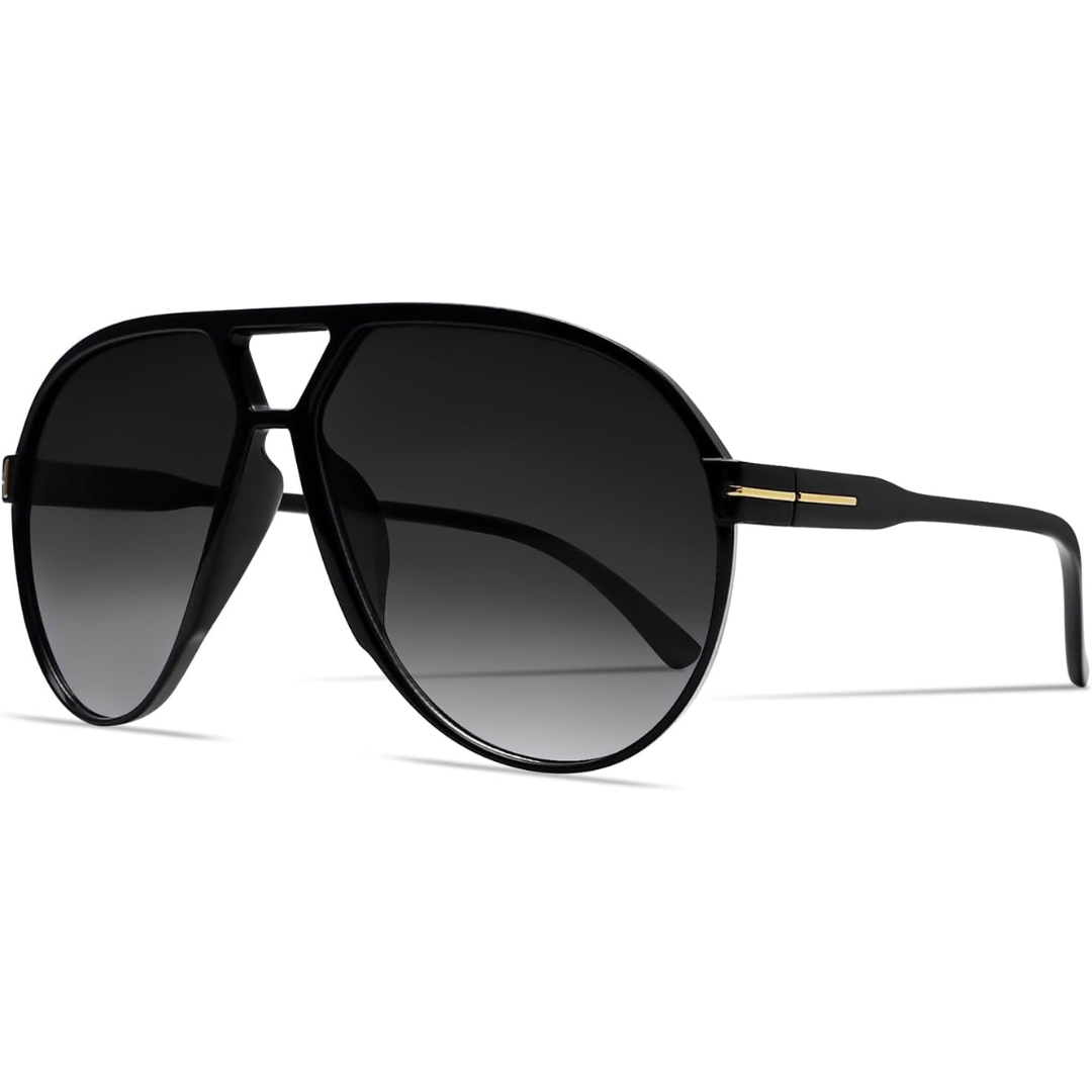 Amara Retro Oversized Square Aviator Sunglasses