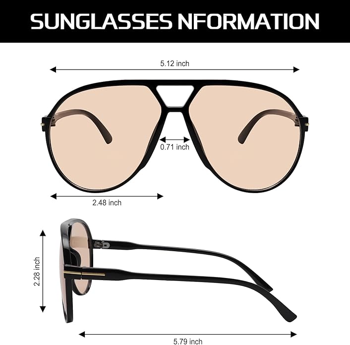 Amara Retro Oversized Square Aviator Sunglasses