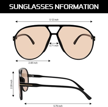 Amara Retro Oversized Square Aviator Sunglasses