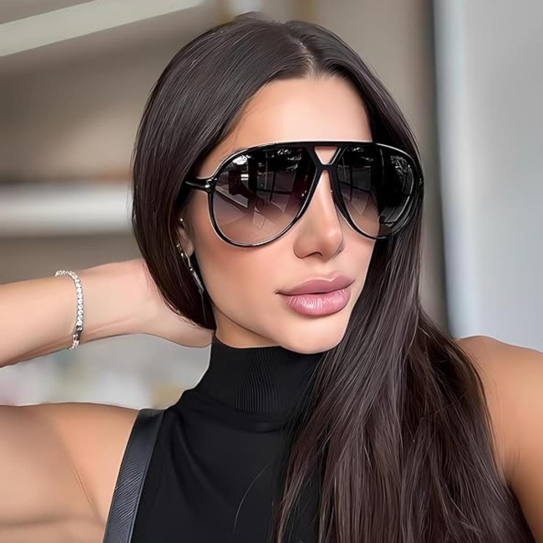 Amara Retro Oversized Square Aviator Sunglasses