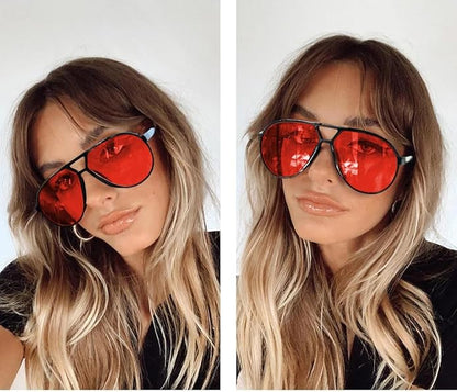 Amara Retro Oversized Square Aviator Sunglasses