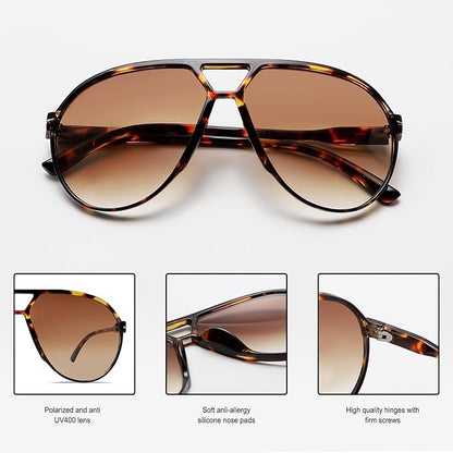 Amara Retro Oversized Square Aviator Sunglasses