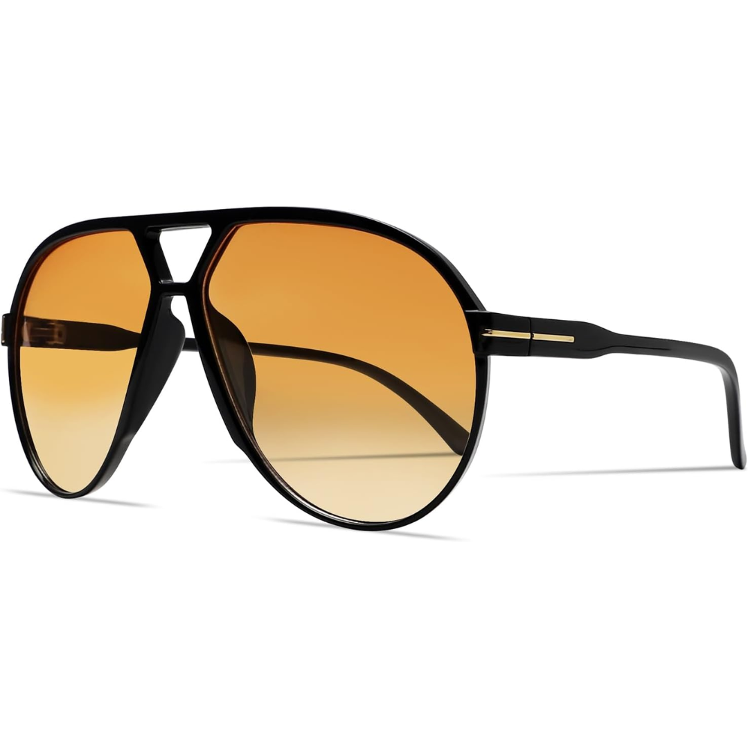 Amara Retro Oversized Square Aviator Sunglasses