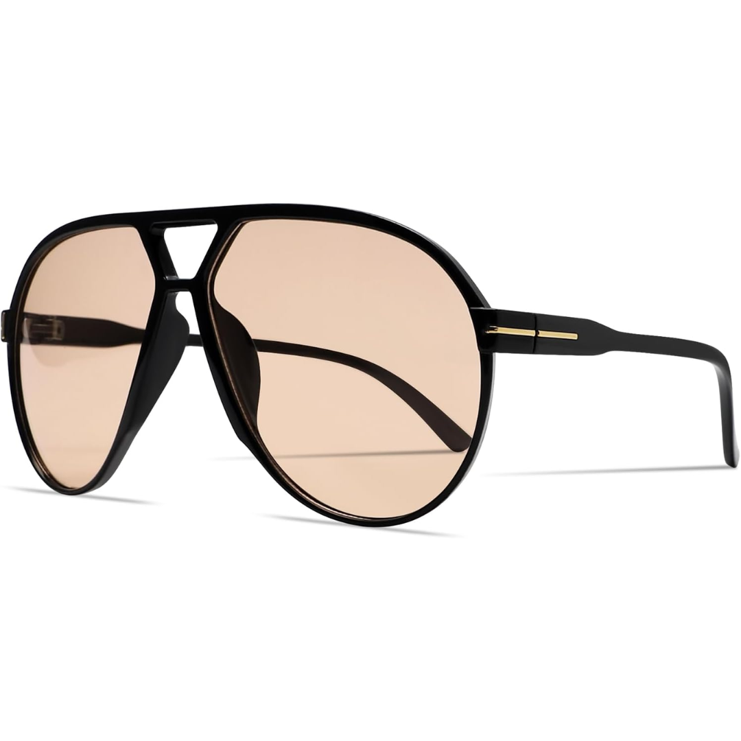 Amara Retro Oversized Square Aviator Sunglasses