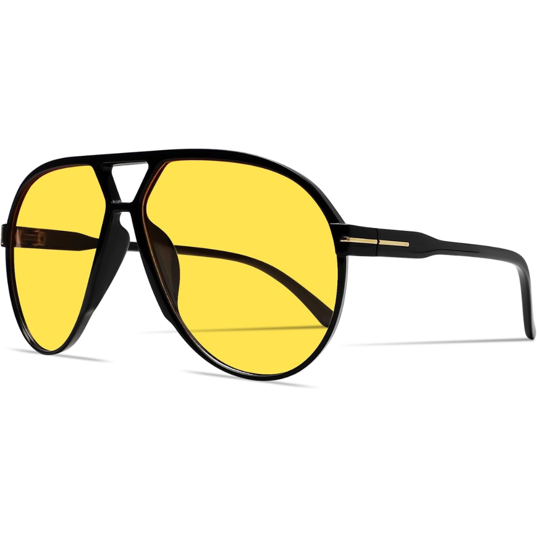 Amara Retro Oversized Square Aviator Sunglasses