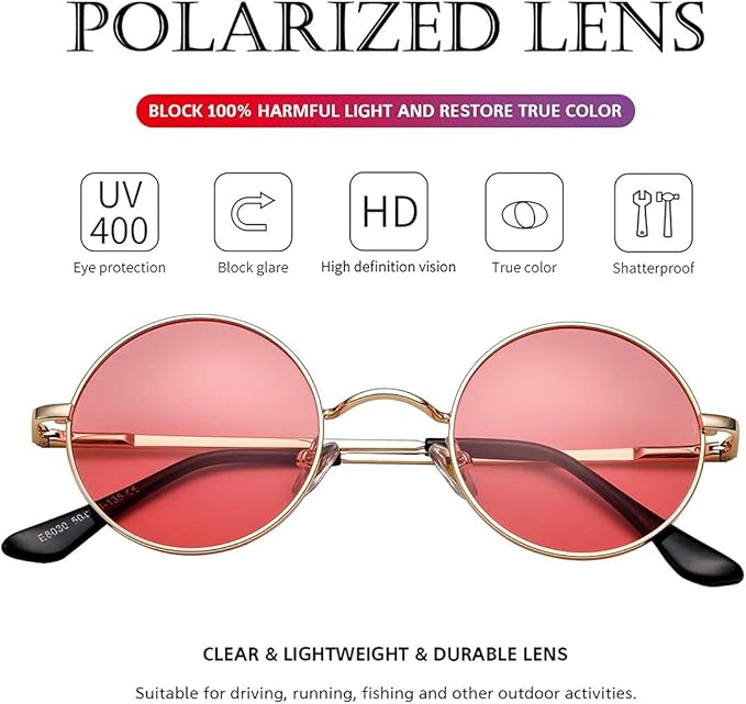 Lenno Retro Round Polarised Sunglasses for Everyday