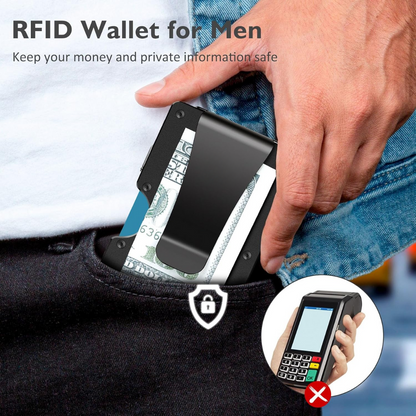 CarbonVault Slim Carbon Fibre RFID Wallet with Clip