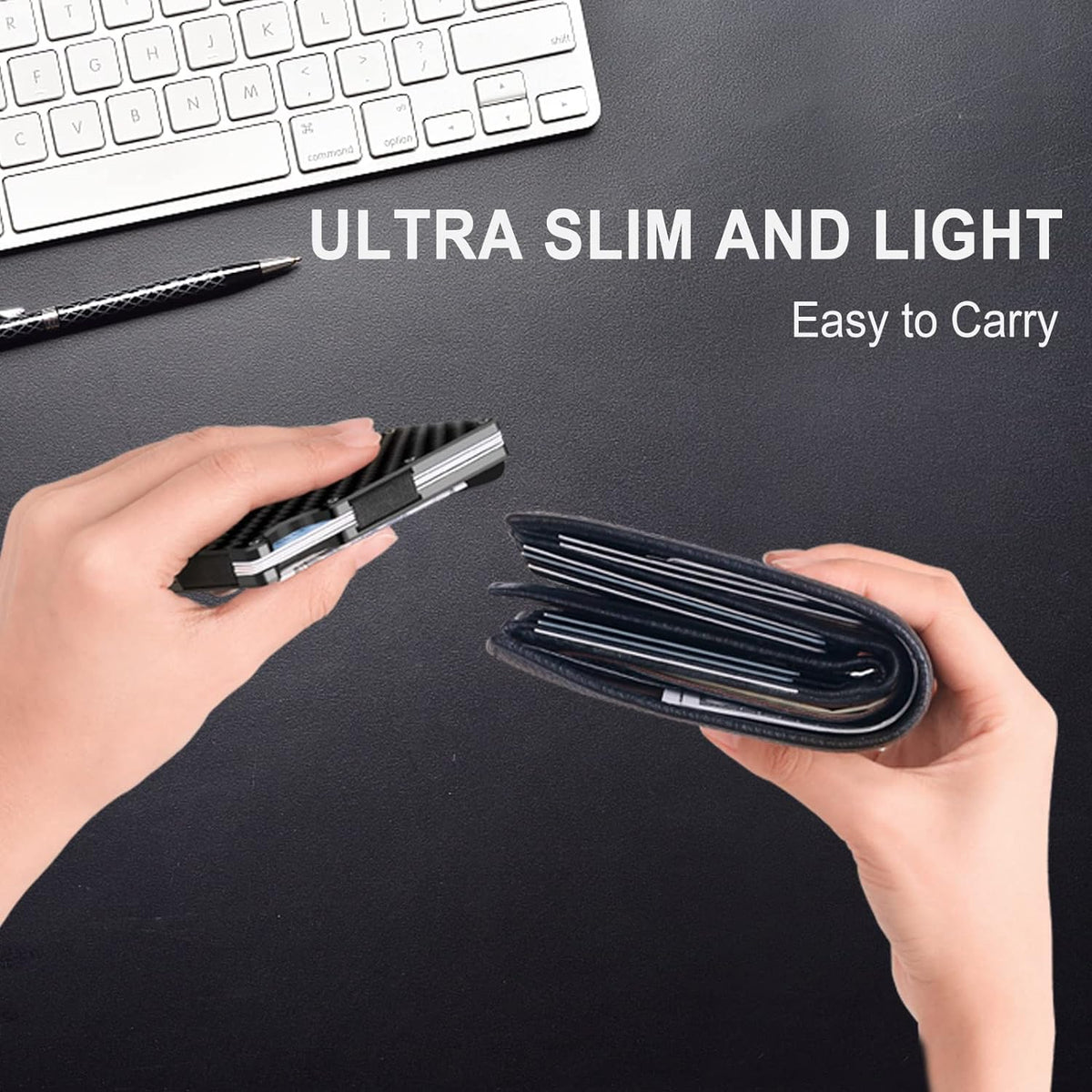 CarbonVault Slim Carbon Fibre RFID Wallet with Clip