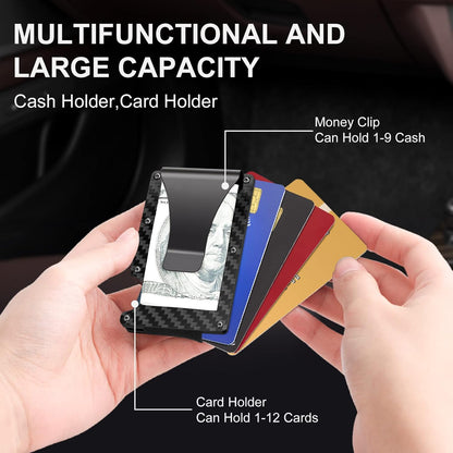 CarbonVault Slim Carbon Fibre RFID Wallet with Clip