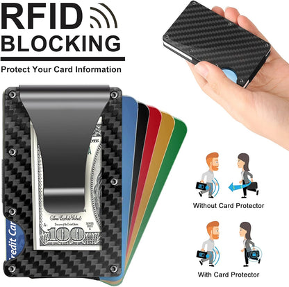 CarbonVault Slim Carbon Fibre RFID Wallet with Clip