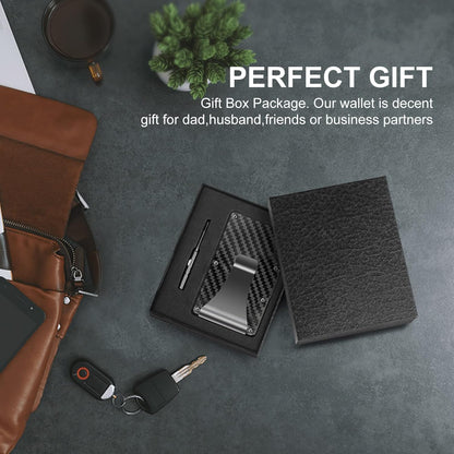CarbonVault Slim Carbon Fibre RFID Wallet with Clip