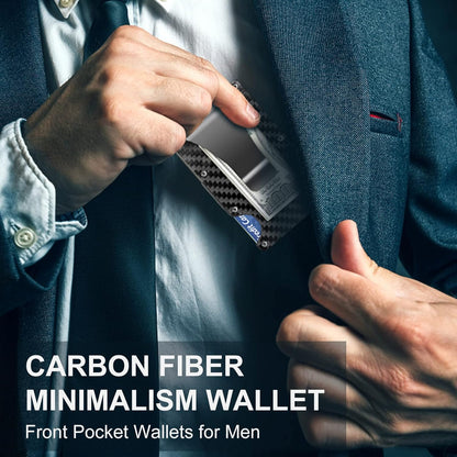 CarbonVault Slim Carbon Fibre RFID Wallet with Clip