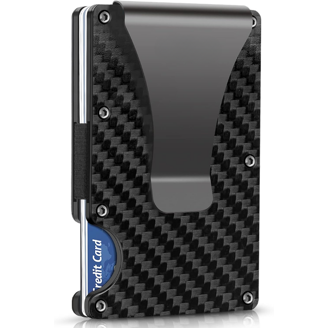CarbonVault Slim Carbon Fibre RFID Wallet with Clip