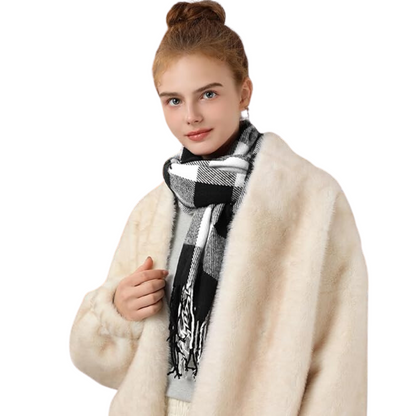 Martha Soft Cashmere-Feel Checked Scarf for Winter
