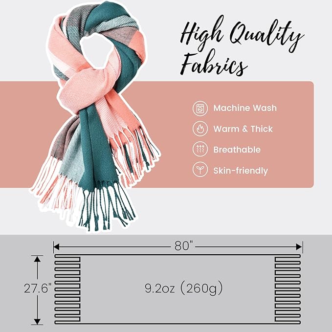Martha Soft Cashmere-Feel Checked Scarf for Winter