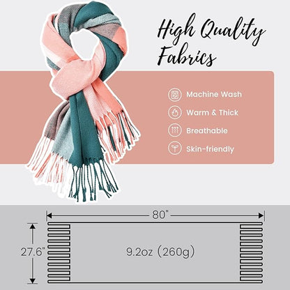 Martha Soft Cashmere-Feel Checked Scarf for Winter