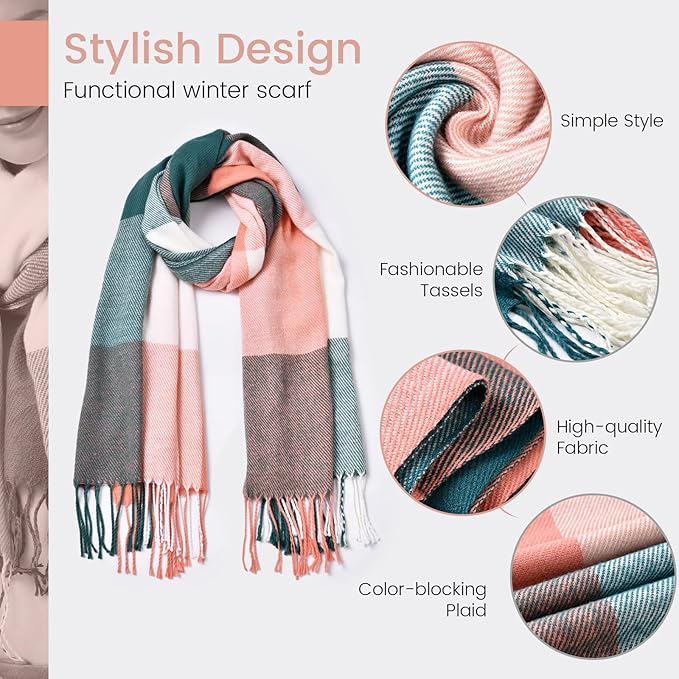 Martha Soft Cashmere-Feel Checked Scarf for Winter