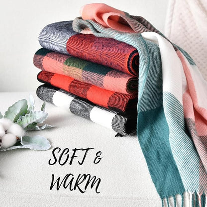 Martha Soft Cashmere-Feel Checked Scarf for Winter