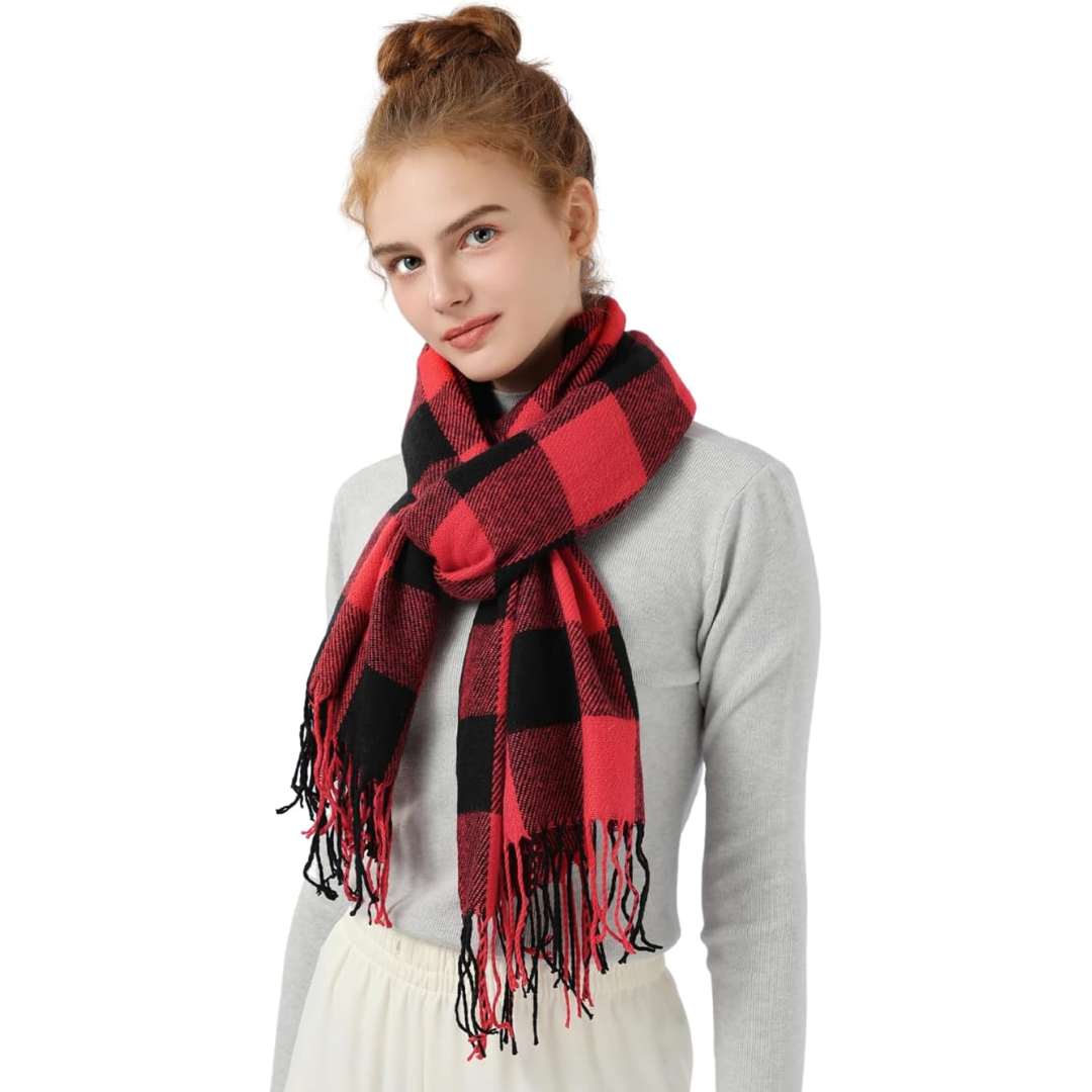 Martha Soft Cashmere-Feel Checked Scarf for Winter