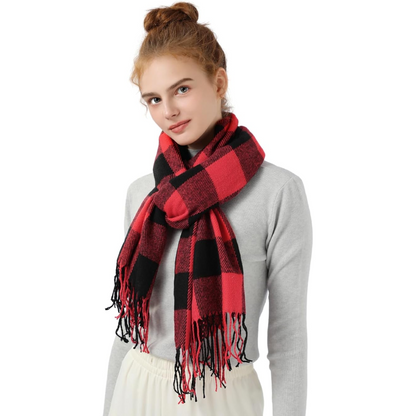 Martha Soft Cashmere-Feel Checked Scarf for Winter