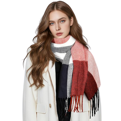 Martha Soft Cashmere-Feel Checked Scarf for Winter