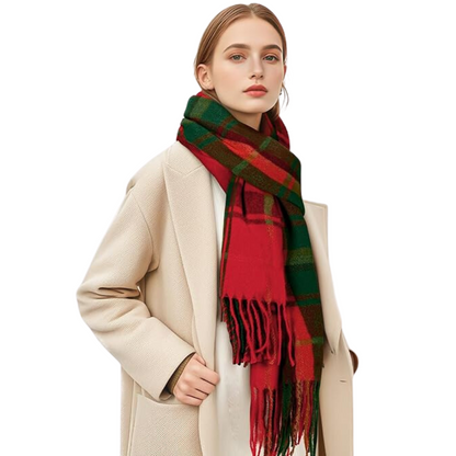 Martha Soft Cashmere-Feel Checked Scarf for Winter