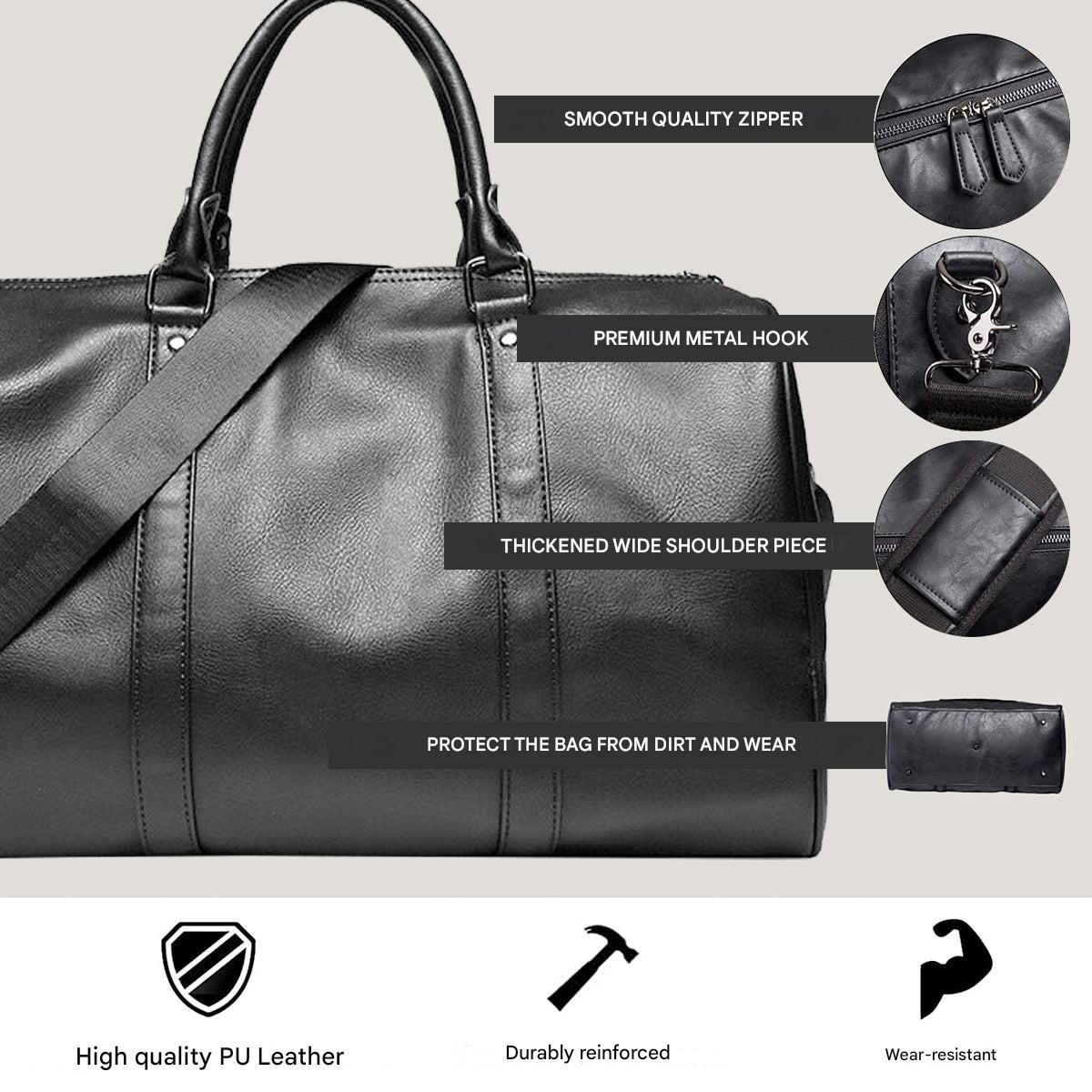 Jordan Vegan Leather Travel Duffel for Weekends with Strap