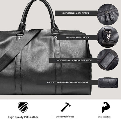 Jordan Vegan Leather Travel Duffel for Weekends with Strap