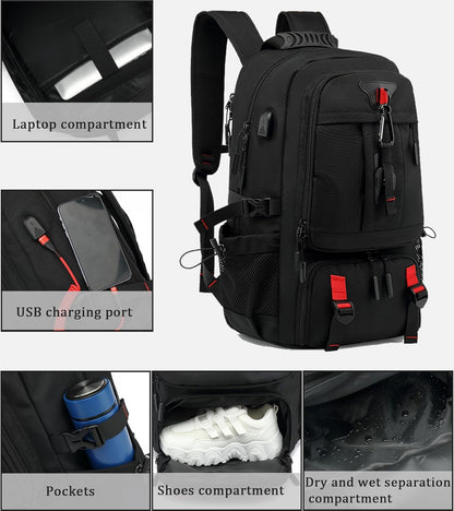 Ellis Expandable 60L Laptop Travel Backpack in Black