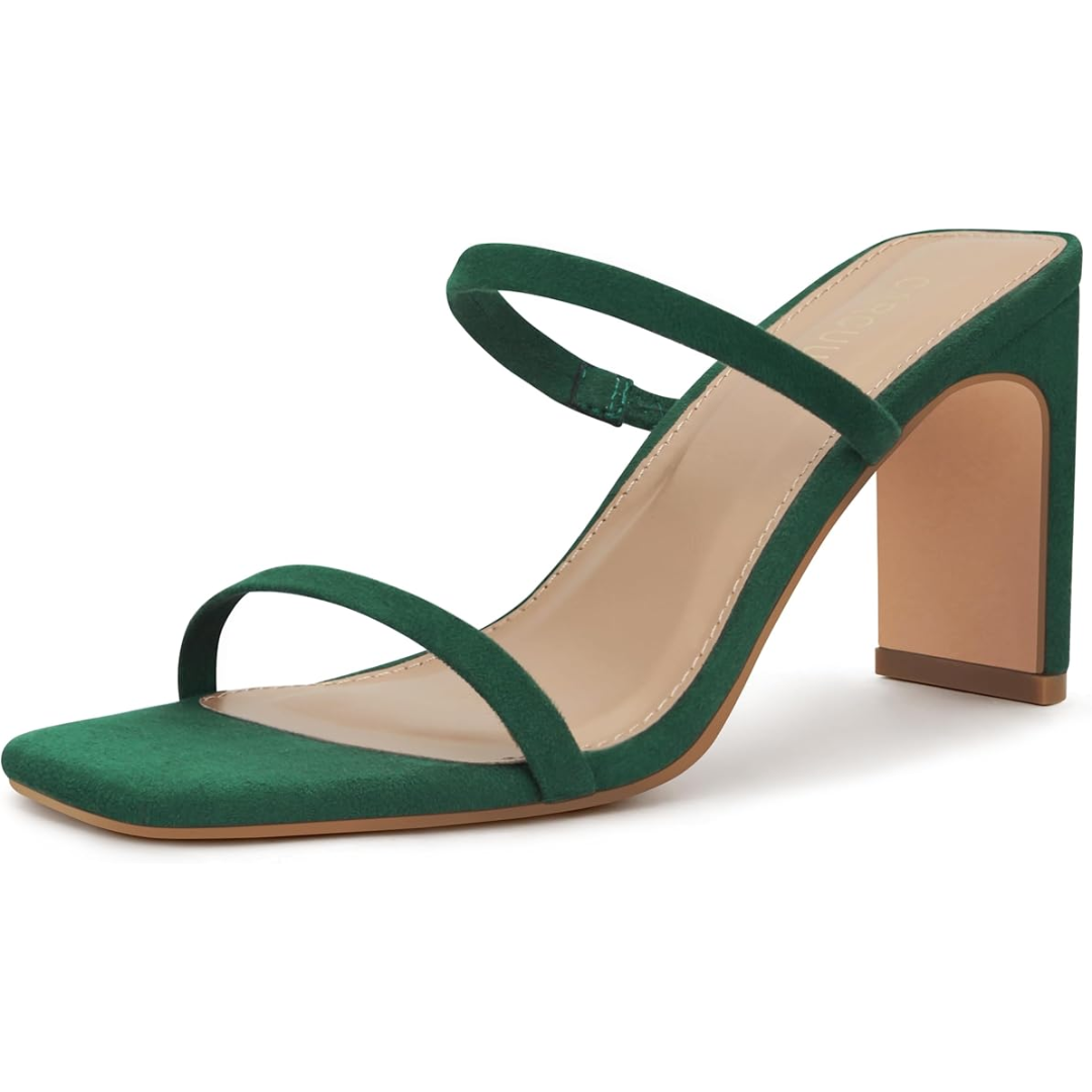 Eline Elegant Square Toe Block Heels for Events with Straps