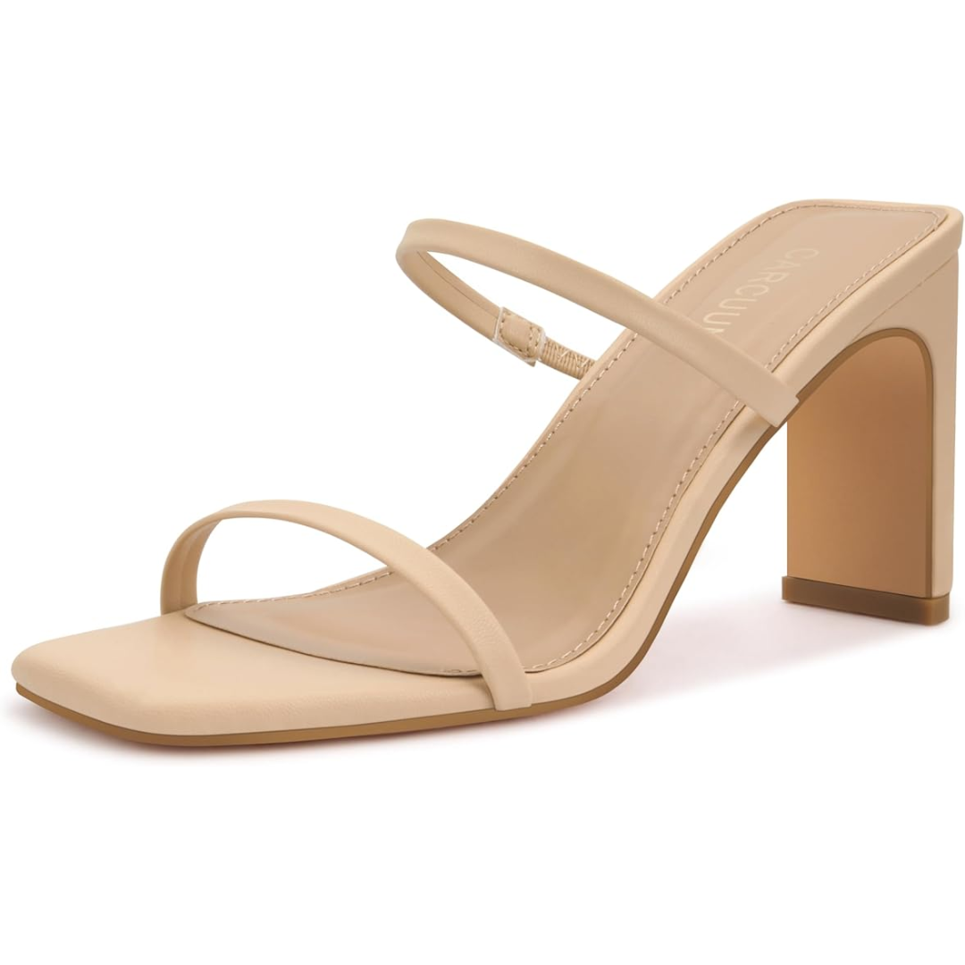 Eline Elegant Square Toe Block Heels for Events with Straps