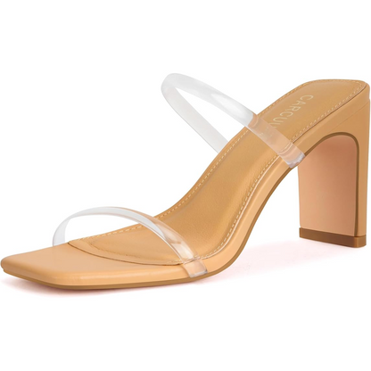 Eline Elegant Square Toe Block Heels for Events with Straps